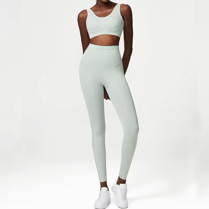 Seamless Nude Feel Yoga Suit Women Sportswear Suit Running Fitness Clothes Suit