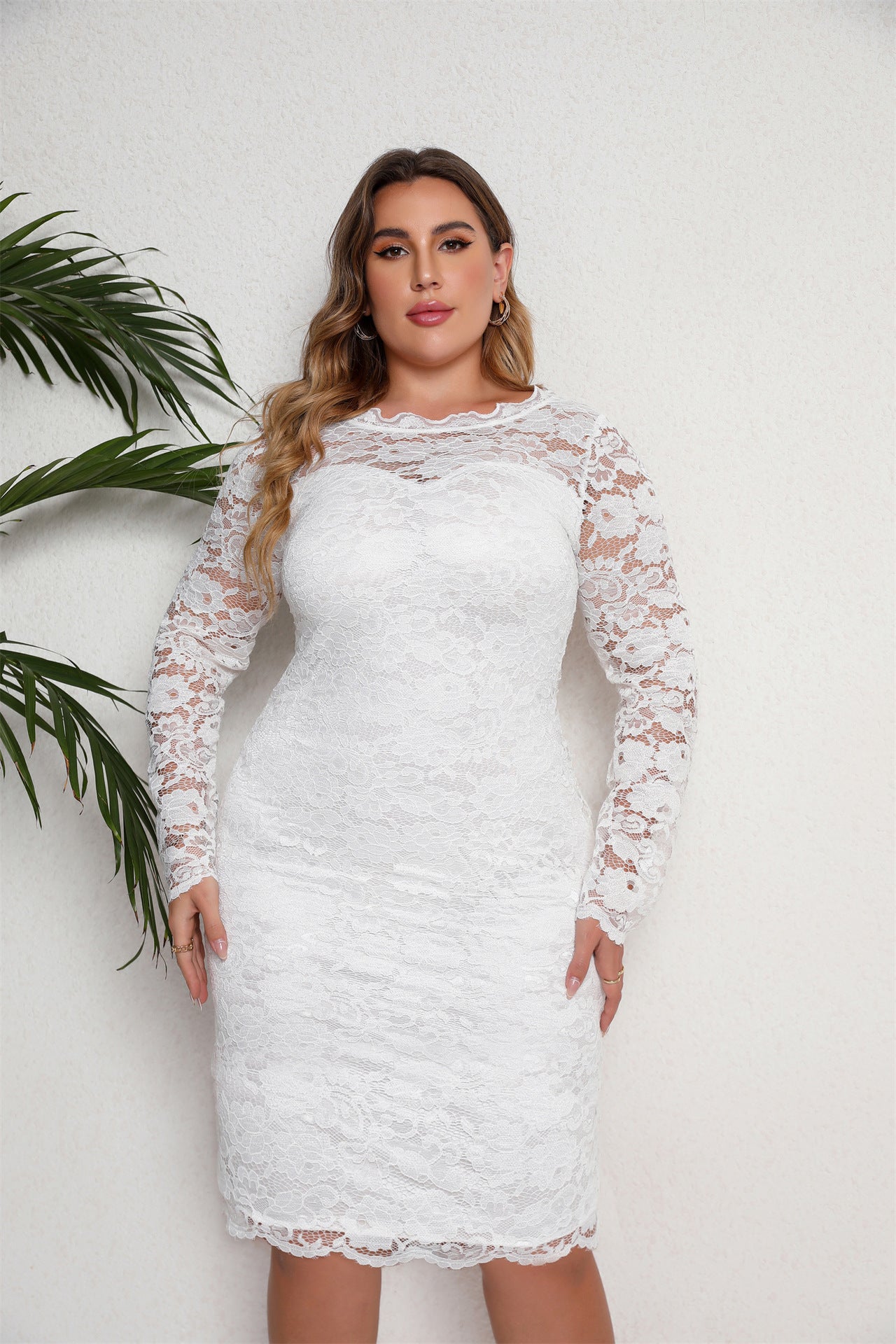 Plus Size Dress Short Skinny Lace Dress