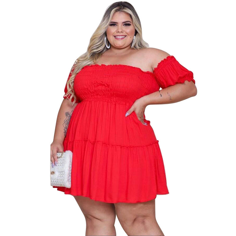 Plus Size Women Clothing Slimming Waist Irregular Asymmetric Dress for Women