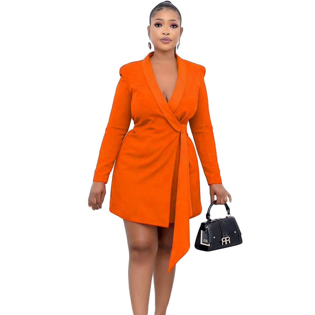 Robe Jupe de Costume à Lacets Coupe Slim de Bureau de Grande Taille