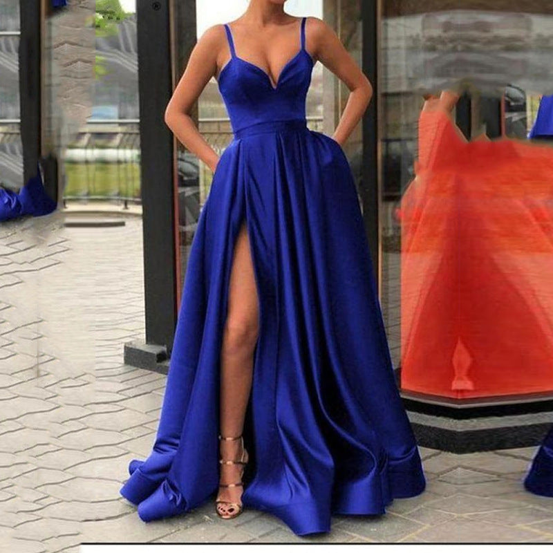 Robe de mariée en satin printemps nuptiale mariage bustier tubulaire minceur simple robe de banquet longueur au sol