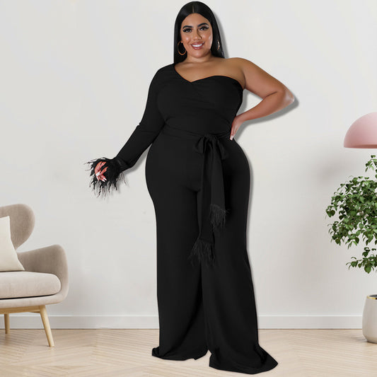 Plus Size Women Clothes Asymmetric Jumpsuit Source