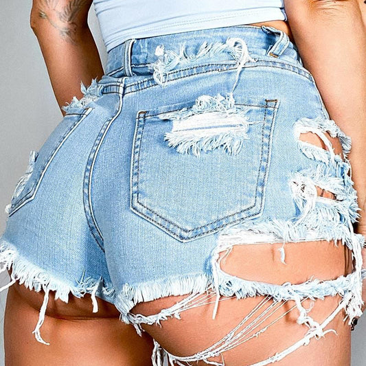 Jeans Women Trendy High Waist Ripped Fringe Shorts