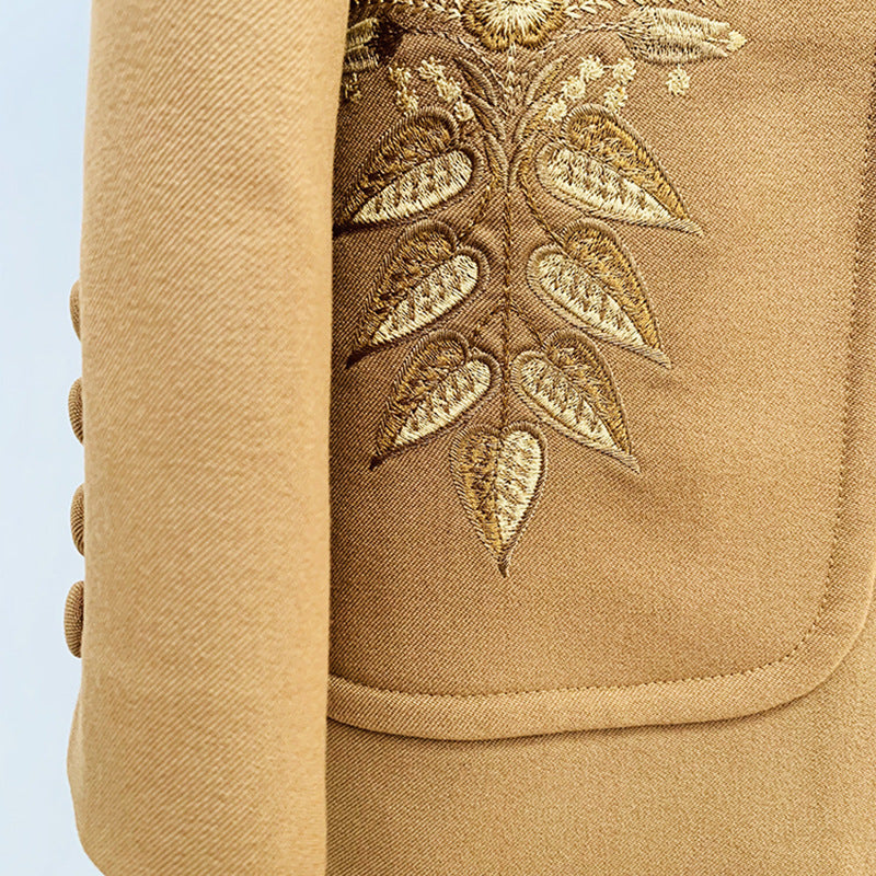 Socialite Graceful Embroidery Blazer Bootcut Pants Suit Two Piece Suit