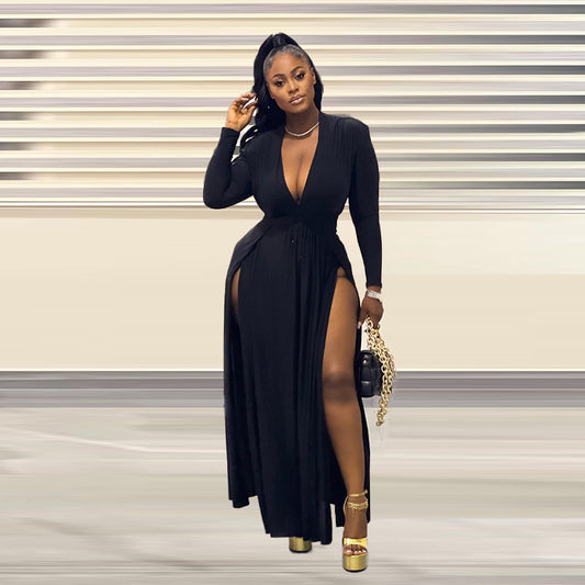 Plus Size V-Neck Sexy Stitching Party Dress Dress