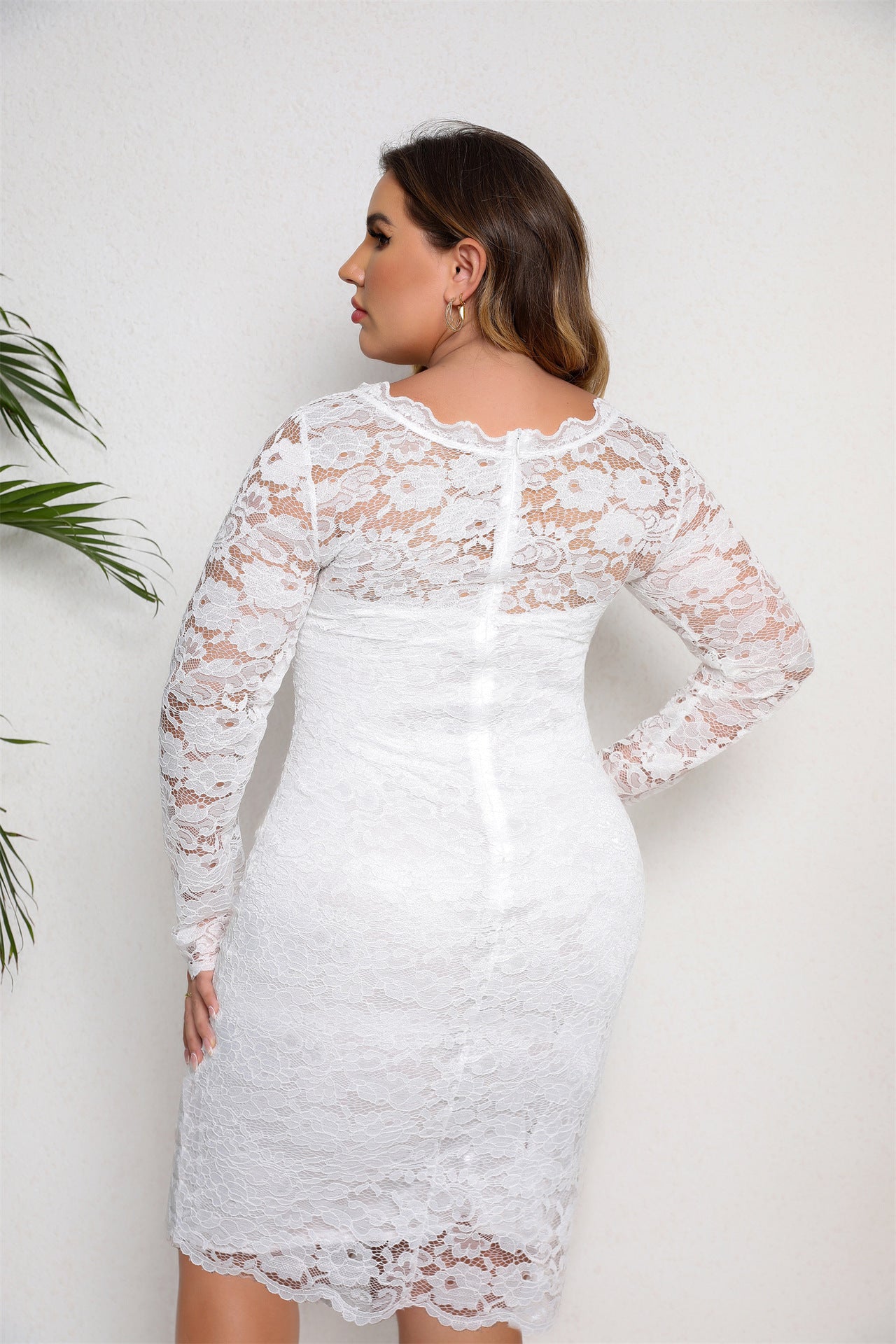 Plus Size Dress Short Skinny Lace Dress