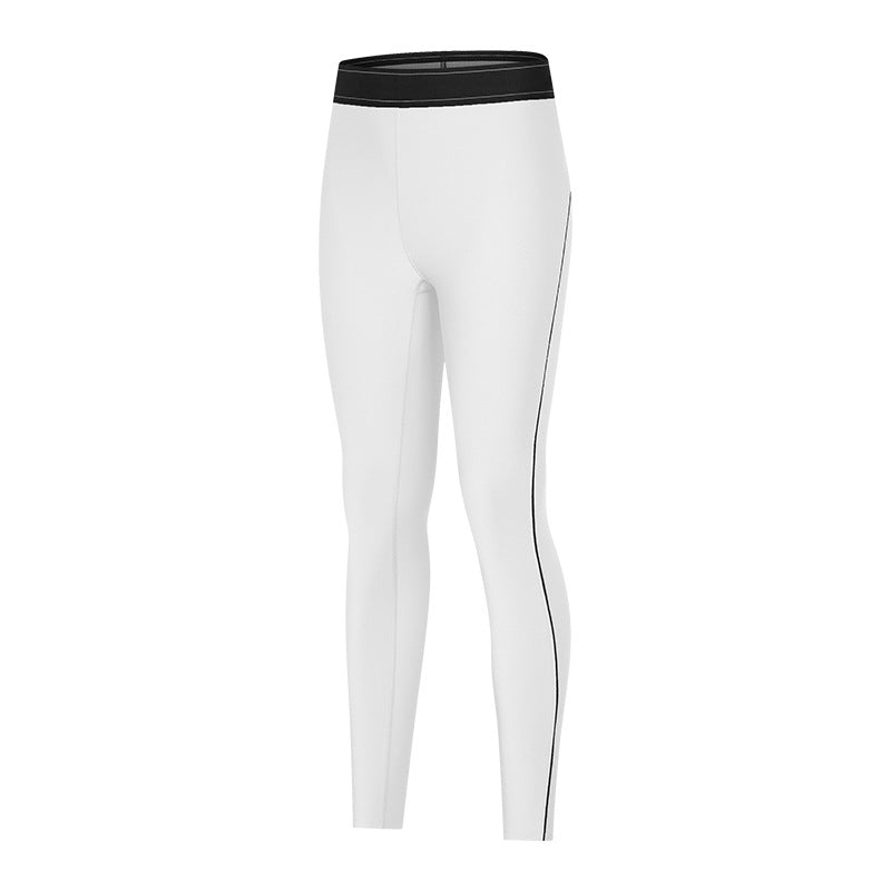 Contrast Color Elasticated Waist Sports Tights High Elastic Slim Slimming Training Fitness Yoga Pants Women