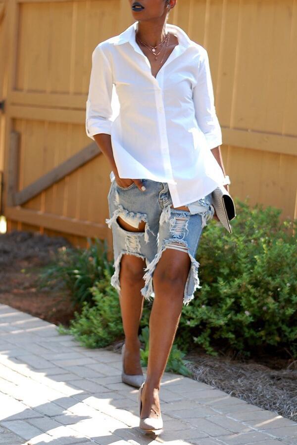 Pantalon court en denim stretch sexy