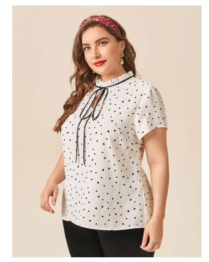 Plus Size Women Wear Bottoming Loose Oversized Short Sleeve Shirt