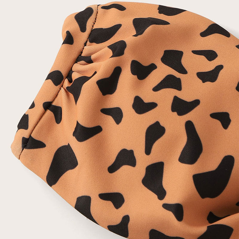 Maillot de bain fendu à imprimé léopard Bikini sexy en dentelle pour femmes