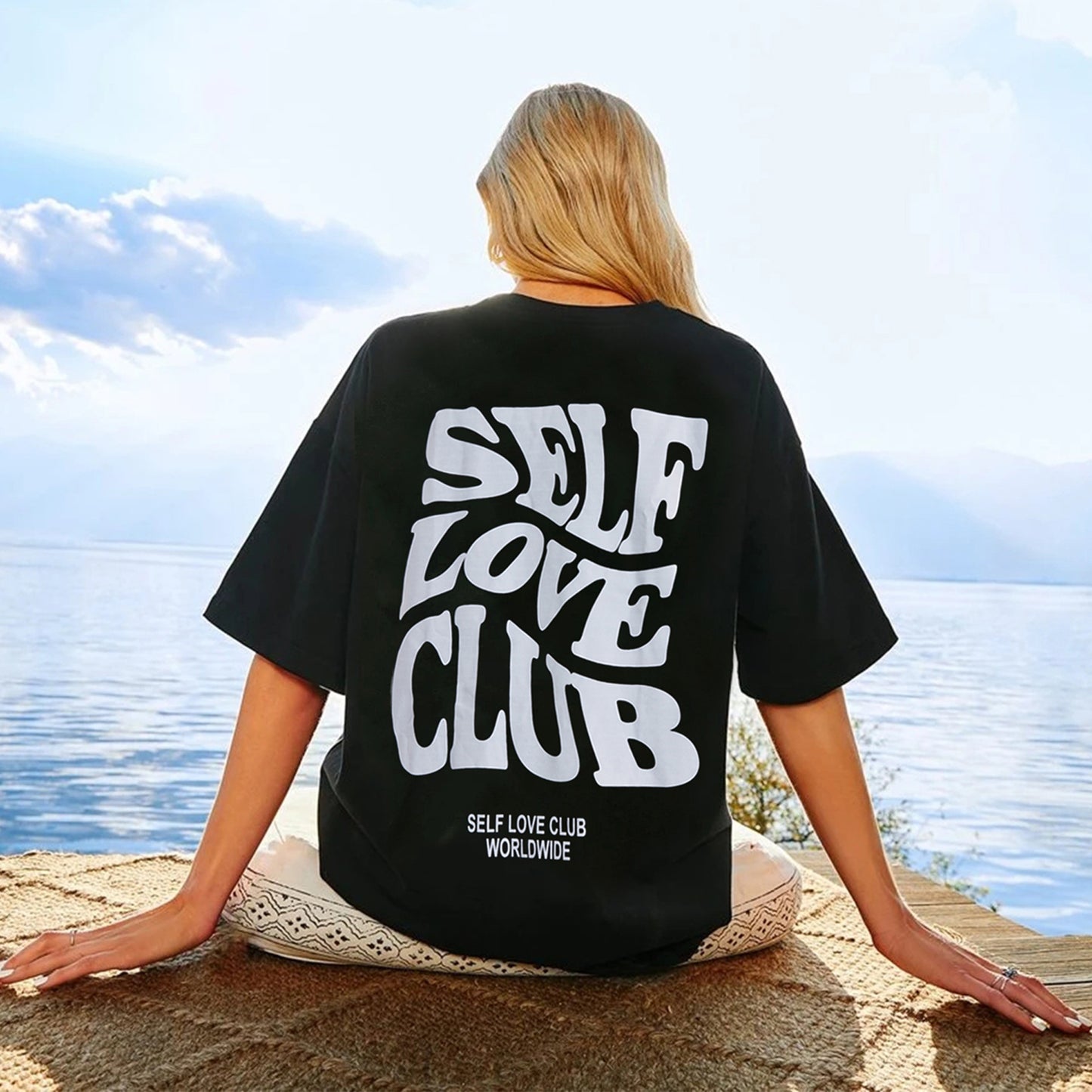 Rapide décontracté noir t-shirt Simple col rond manches courtes femmes haut ample imprimé