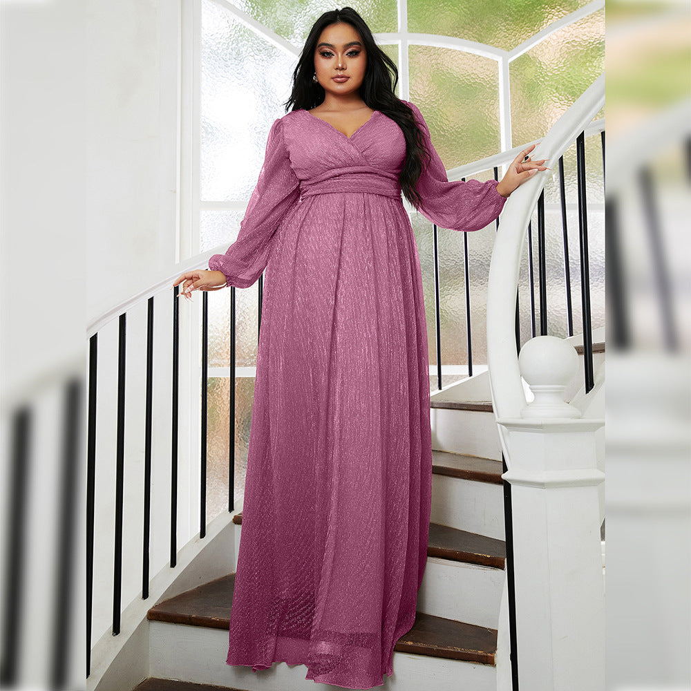 Plus Size Women Long Wedding Party Cocktail Light Luxury Evening Dress Women