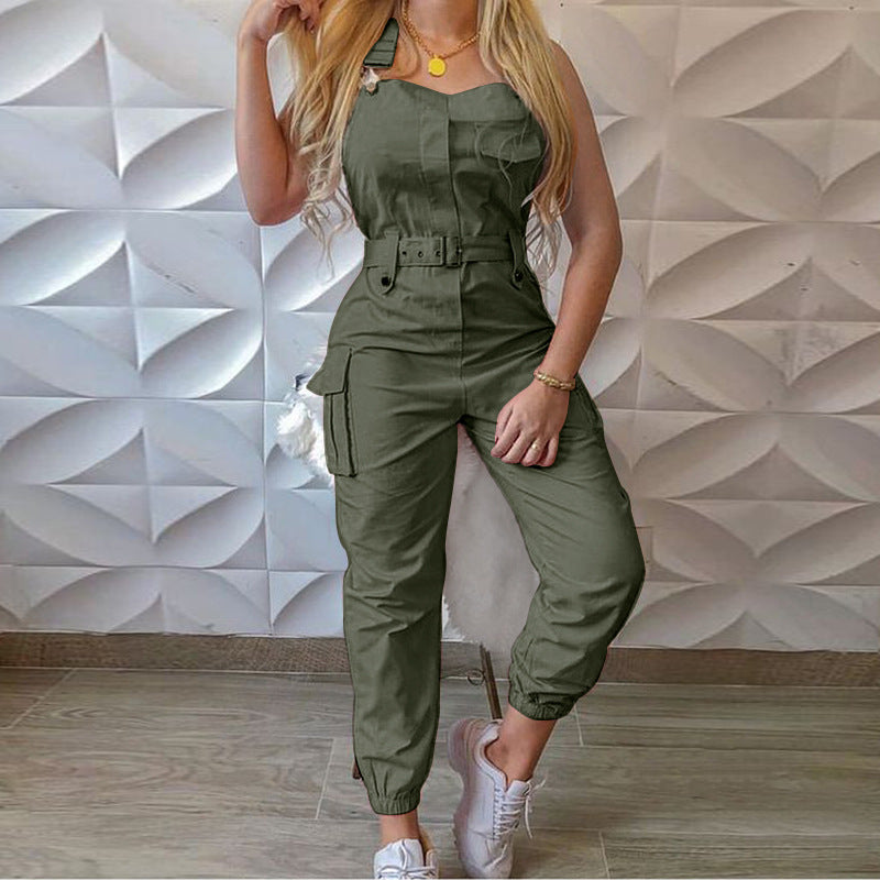 Femmes Vêtements de Travail Ceinture Sans Manches Jarretelles Simple Cheville Bandé Plus La Taille Combinaison