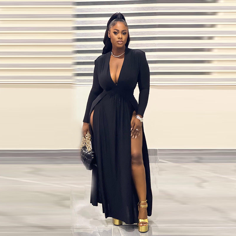Plus Size V-Neck Sexy Stitching Party Dress Dress