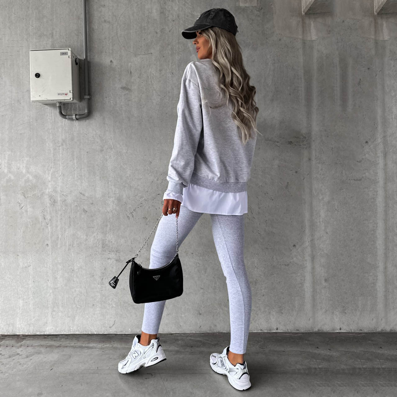 Women Clothing Autumn Winter Two Piece Suit Faux Two Pieces Casual Long Sleeve Sweatshirt Tops Rib Tight Trousers Suit for Women