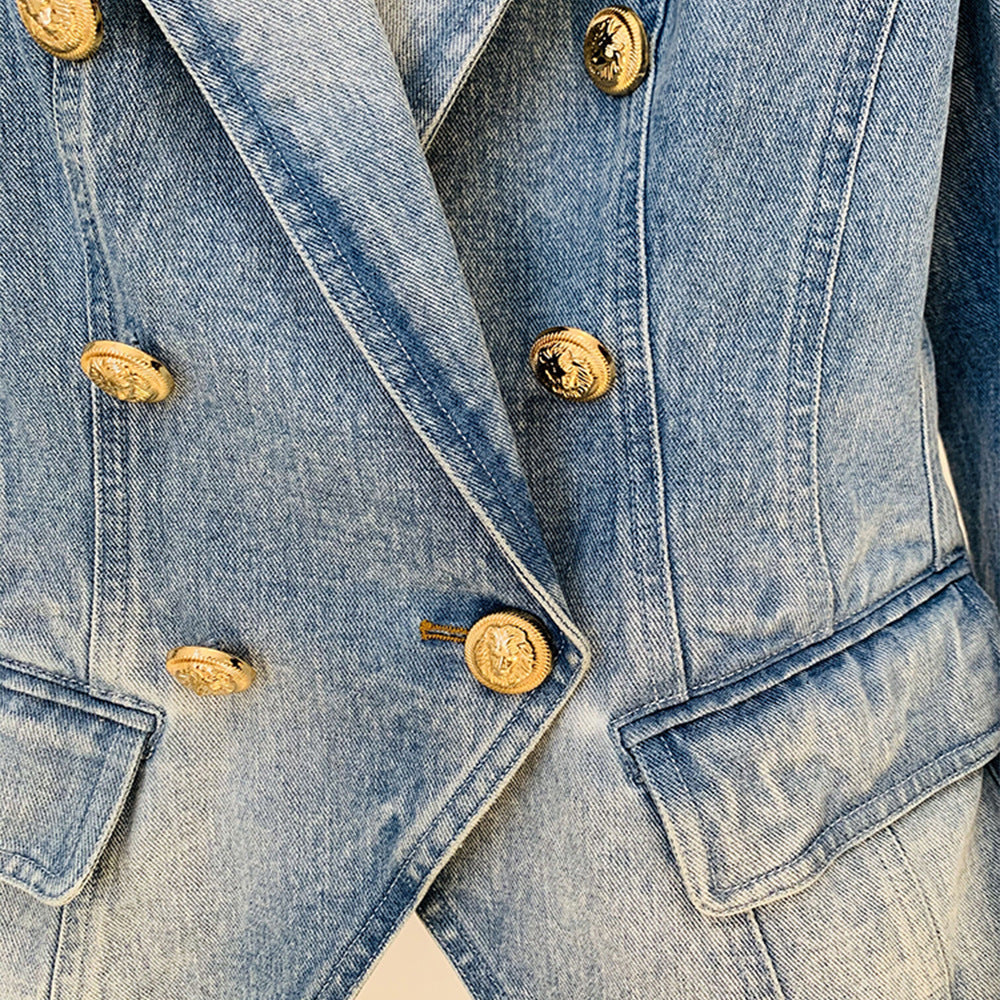 Blazer en jean Stars Slim à double boutonnage avec boutons de lion