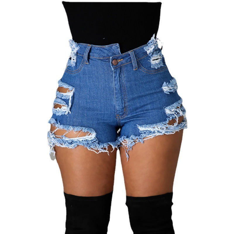 Jeans Women Trendy High Waist Ripped Fringe Shorts