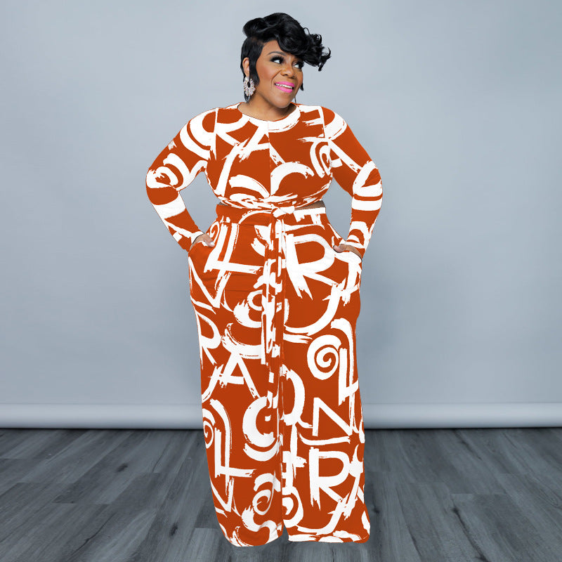 Plus Size Stretch Knitted Casual Set Women Two Piece Set