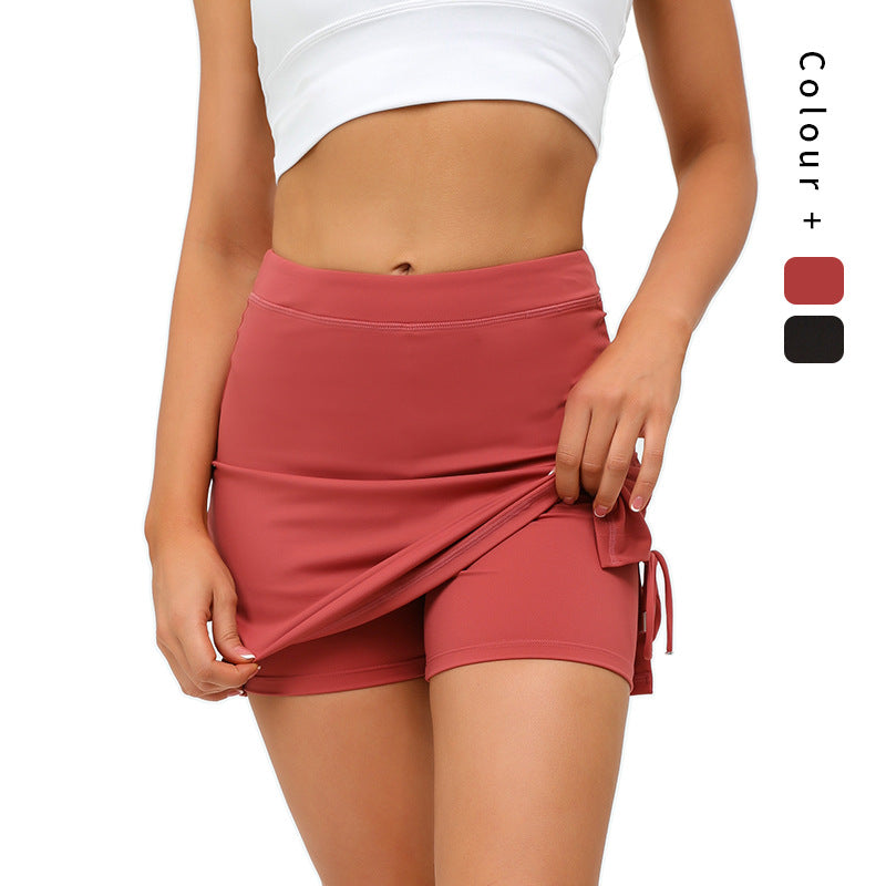 Taille haute anti-exposition Yoga Culottes Séchage rapide Running Fitness Jupe courte Tennis Sports Shorts Été