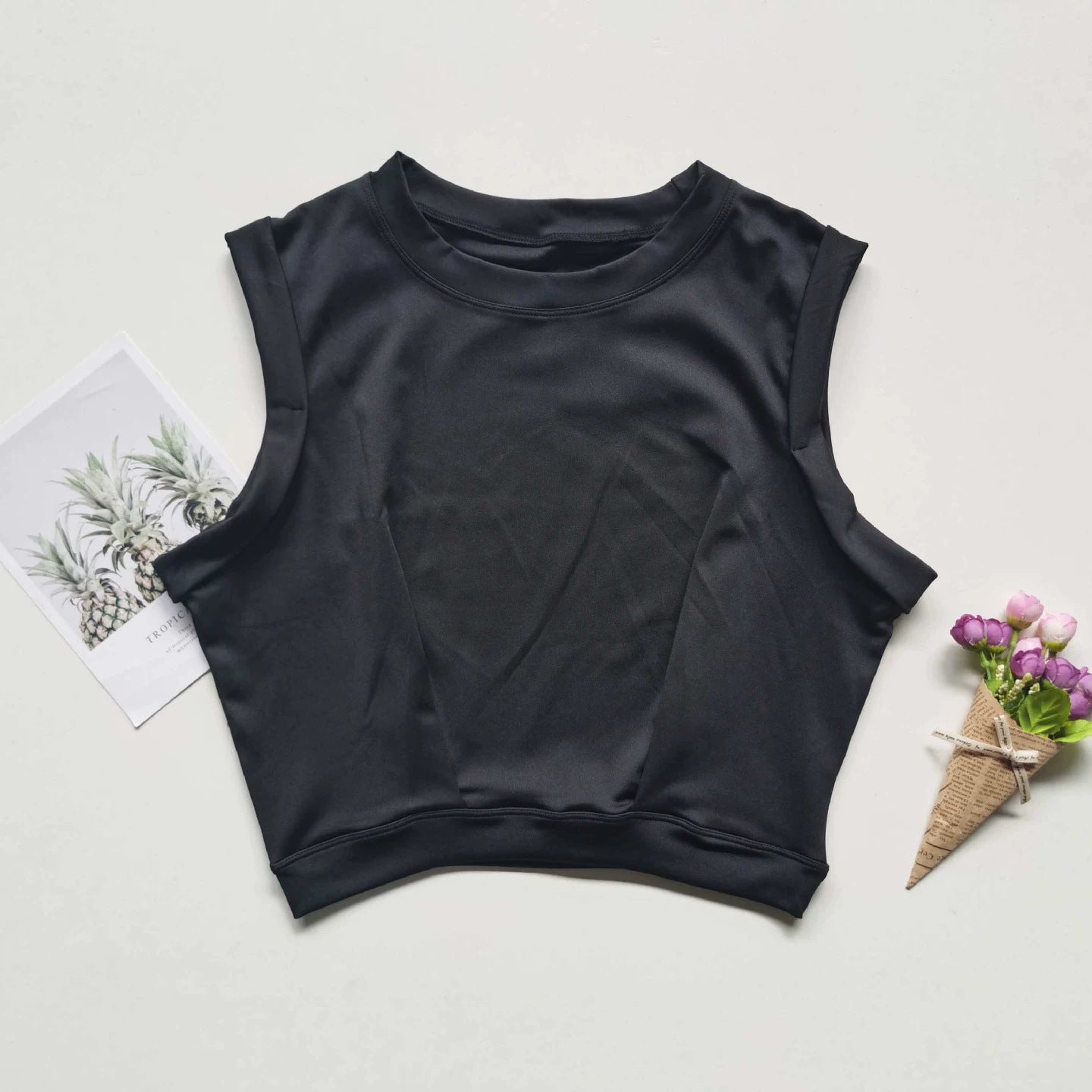 Women Cropped Sportswear Yoga Quick Drying Outdoor Running Sleeveless Vest Breathable Gym Top