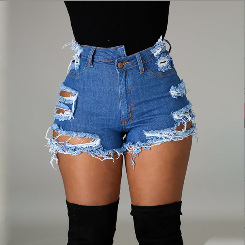 Jeans Women Trendy High Waist Ripped Fringe Shorts