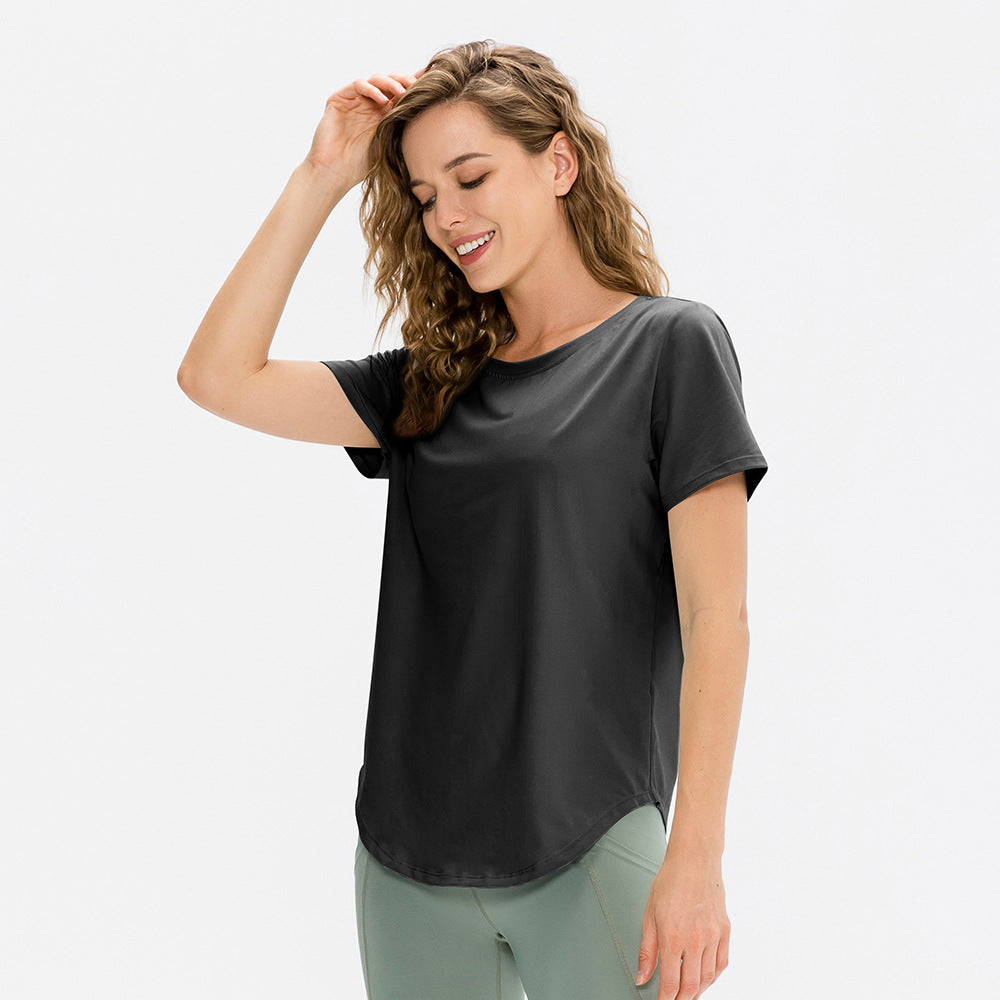 Women Yoga Sports Short Sleeve Loose Running Lightweight Breathable T shirt Stretch Workout Clothes Quick Drying Top
