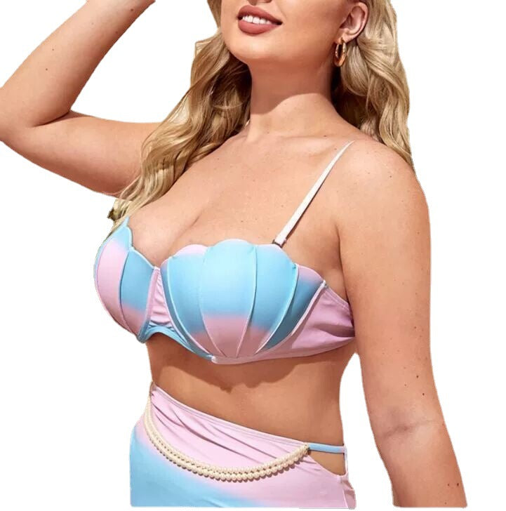Plus Size New Sexy High Waist Split Bikini Swimsuit