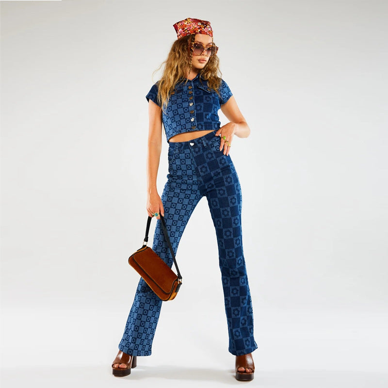 Jeans Slim Fit à jambe large et délavé pour femmes