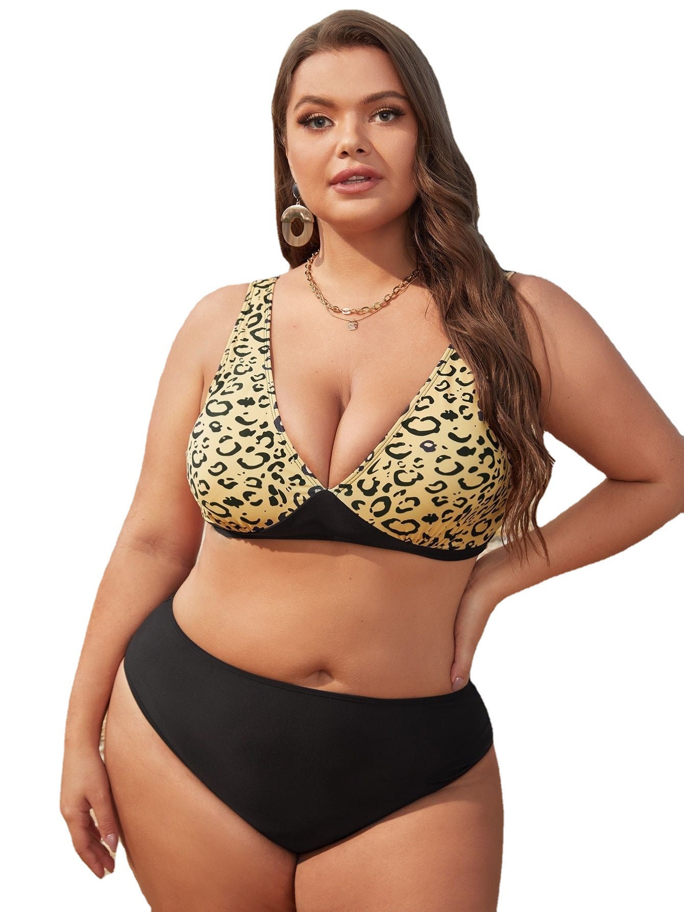 Plus la taille nouveau maillot de bain bikini fendu taille haute imprimé sexy