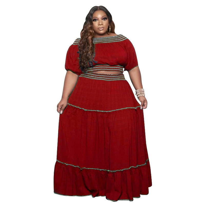 Plus Size Spring Women Wear Suit Two Piece Skirt
