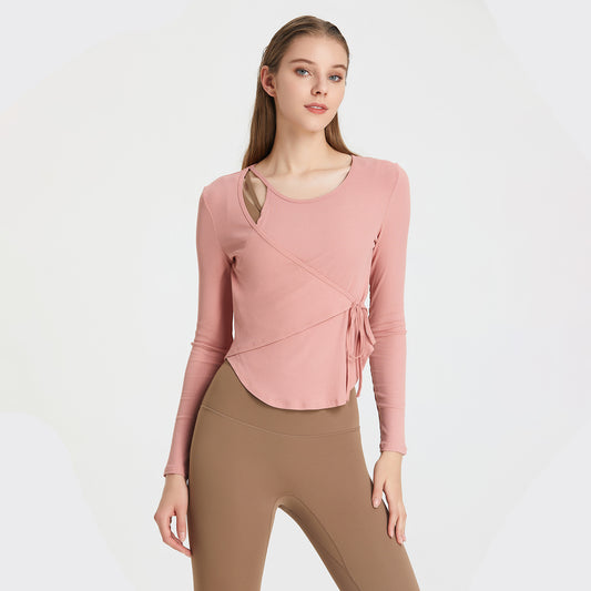 Loose Lace Breathable Sports Blouse Women Yoga Clothes Running Quick Drying Clothes Training Long Sleeve T shirt Workout Clothes Top