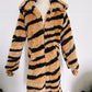 Faux Fur Coat Imitation Tiger Pattern Fur Lengthened Artificial Fur Faux Fur Coat Fur Loose Overcoat Coat