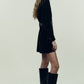 Autumn Winter French Long Sleeve V neck Slimming Waist Velvet Shirt Dress