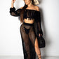 Women Clothing Casual Mesh Tassel Beach Skirt Two Piece Set