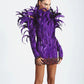 Elegant Feather Senior Dress Long Sleeve Backless Skinny Sheath Sexy Prom