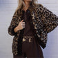 Winter Women Clothing Fashionable All Matching Loose Leopard Print Lamb Wool Coat