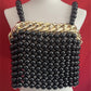 Heavy Industry Metal Chain Big Pearl Vest Adult Lady like Woman Women's Exaggerated Sling Vest Outer Wear Clothing Handmade