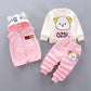 Autumn New Children's Clothing Autumn Clothing Plush Bear Three Piece Set Children's Suit Trend