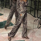 Leopard Print Shirt Straight Leg Pants