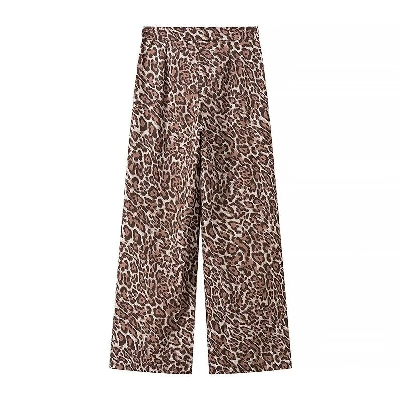 Leopard Print Vest Casual Trousers Suit Two Piece Set