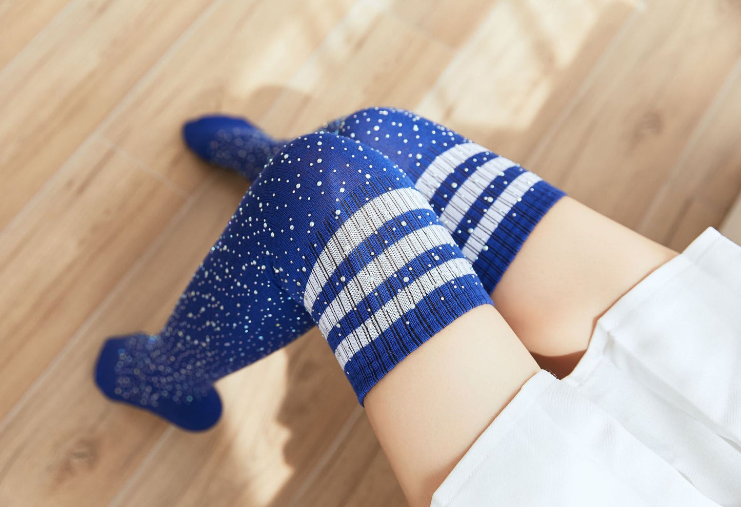 Chaussettes Sexy Strass Genou Chaussettes Rayées Femmes Bas Chaussettes Strass Chaussettes Hautes En Coton