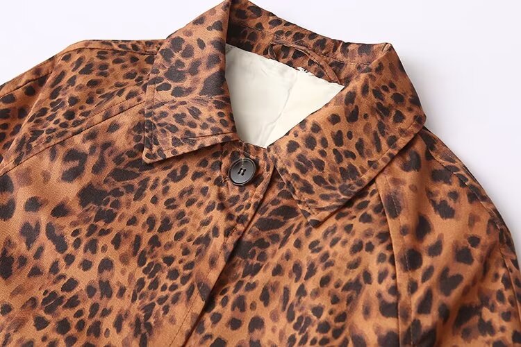 Casual Animal Pattern Floral Print Trench Coat