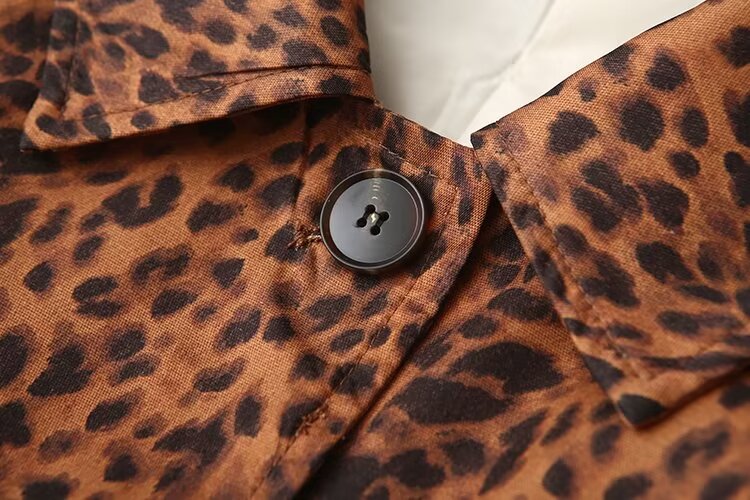 Casual Animal Pattern Floral Print Trench Coat