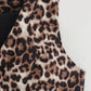 Women Clothing Polo Collar Button Leopard Print Short Loose Casual Vest