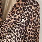 Leopard Cuff Pleated Blazer Long Sleeved Retro Top for Women