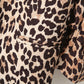 Leopard Cuff Pleated Blazer Long Sleeved Retro Top for Women