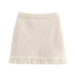 Women Clothing Autumn Classic Bowknot Decoration Knitted Coat Skirt Outfit