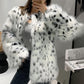 Women Leopard Print Fox Fur Fur Coat Mid-Length Spotted Plush Coat Thick Loose Windbreaker Tide