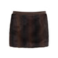 Women Solid Artificial Fur Effect Top Skirt Set