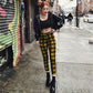 Popular Plaid High Waist Leggings Women Casual Pants Stretch Feet Pants Pencil Pants